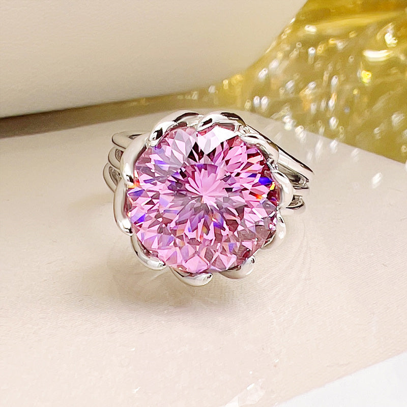 6 Carat Pink Lotus Zircon Ring