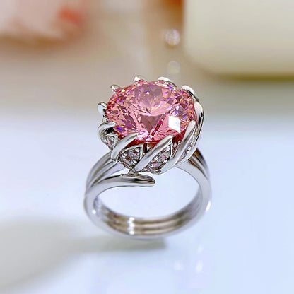 6 Carat Pink Lotus Zircon Ring