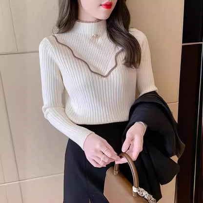 Women's Sweet Mock Neck Sweater for Fall & Winter Layering